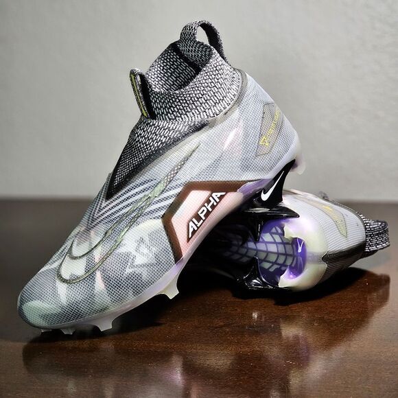 Nike Alpha Menace Elite 3 Football Cleats Flyknit 13 Wolf Grey Black CV0578 001 - Picture 1 of 17